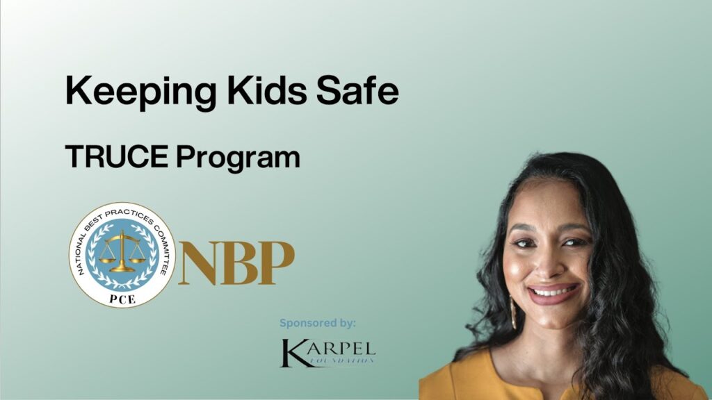 Graphic features a green background with text, "Keeping Kids Safe" and "TRUCE Program." It features the headshot of presenter ADA Aishala Burgess of the East Baton Rouge District Attorney’s Office.