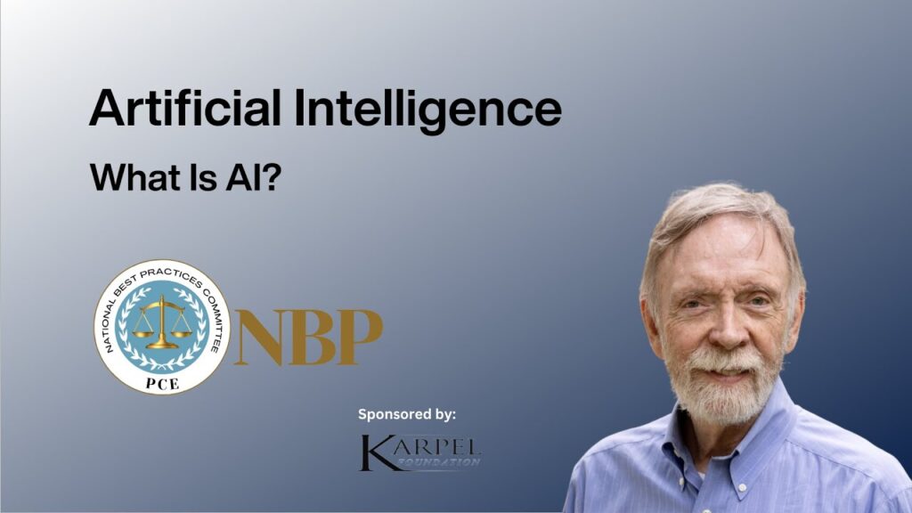 A dark blue background includes the text, "Artificial Intelligence" and "What is AI?" with a headshot of Frank Coyle.